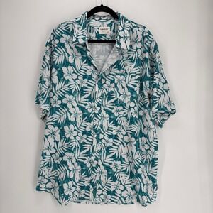 Hawaiian Shirt Mens XXL Blue Palm Stretch Cruise Resort Tunevuse Camp